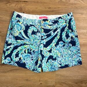 Lilly Pulitzer Blue and Green Patterned Women's Shorts
